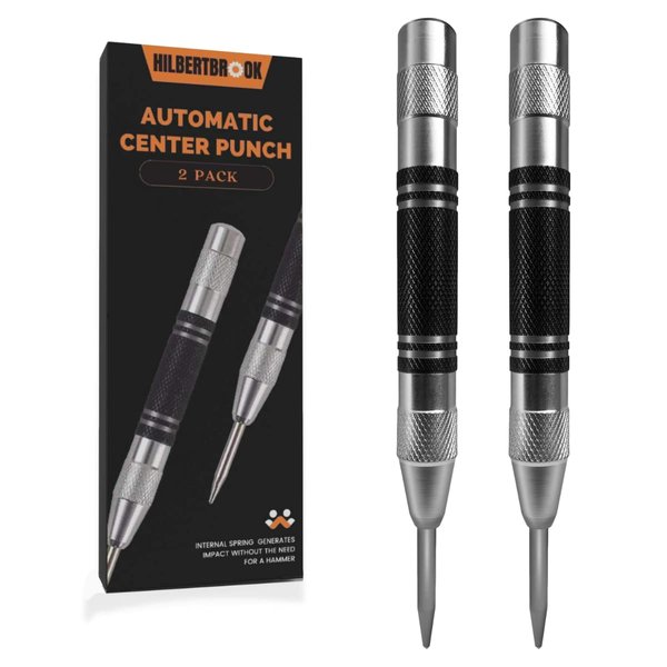 Automatic Center Punch 5 Inch Spring Loaded Center Punch Adjustable Tension Punch Tool for Metal Wood Glass Plastic(2 Pack)