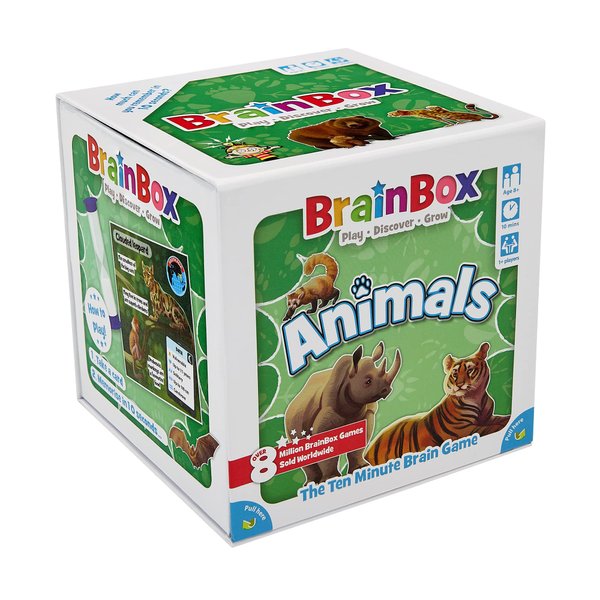 BrainBox Animals Card Game - Memory & Observation Game, 55 Detailed Scene Cards, Family-Friendly Trivia Game for Kids & Adults, Ages 8+, 1+ Players, 10 Min Playtime, Made by Green Board Games