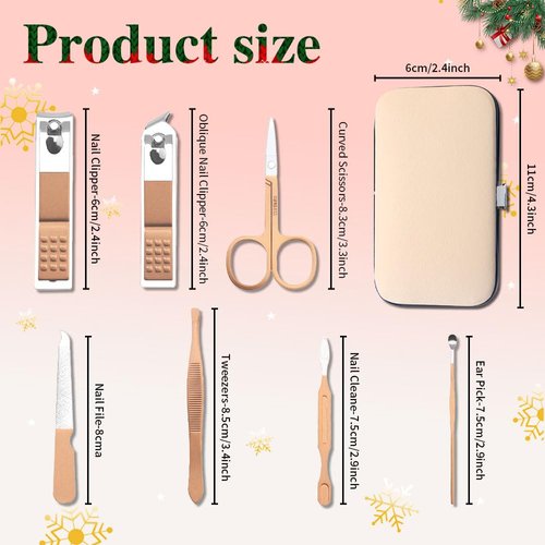 Christmas Stocking Stuffers for Women, Nail Care Kit for Women, 7 PCS Manicure and Pedicure Kit, Manicure Set Women Travel Nail Kit Mini Nail Clipper Set Kit Tool Mens Nail Grooming Kit(Rose Gold)