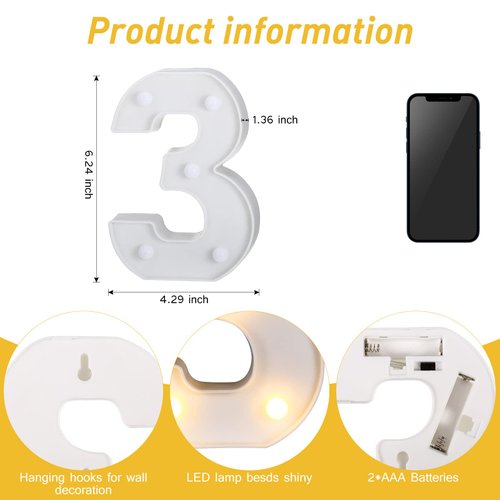 30th Birthday Decorations Numbers Light up Letters Plastic LED Light Up Letters Figure Fairy Birthday Party Supplies Battery Operated Numbers for 30th Happy Birthday Anniversary Event