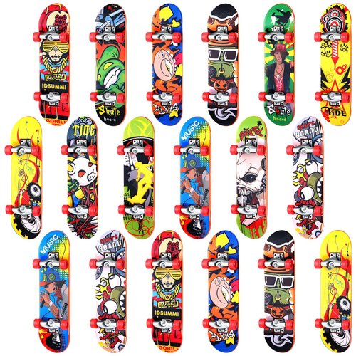 Sosation 18 Pcs Mini Finger Skateboard Christmas Party Gift Favors Mini Skateboards for Kids Novelty Skateboard Toys Fingerboard Decorations Fingertips Movement Finger Toy(Stylish Style)