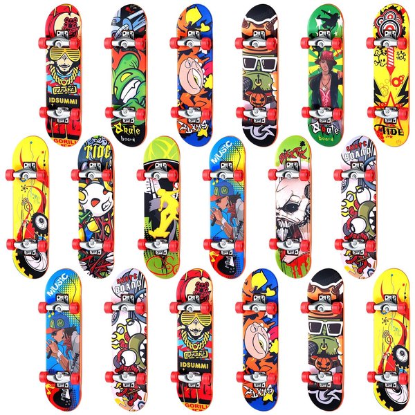 Sosation 18 Pcs Mini Finger Skateboard Christmas Party Gift Favors Mini Skateboards for Kids Novelty Skateboard Toys Fingerboard Decorations Fingertips Movement Finger Toy(Stylish Style)