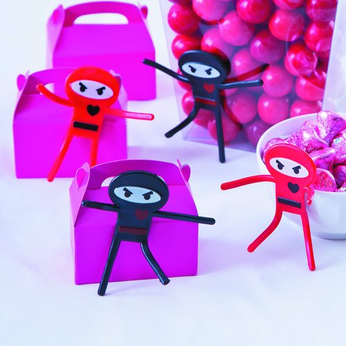 Fun Express Ninja Heart Bendables (Set of 24) Valentine's Day Toys and Party Favors