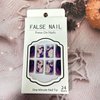 Purple Marbling Press on Nails Medium Artificial False Nails with Gold Foil Design Square Acrylic Nails Full Cover Reusable Glossy Coffin Fake Nails French Stick on Nails Set Glue on Nails for Women