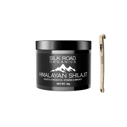 SILK ROAD ORGANICS Pure Himalayan Shilajit (30 gm) Semi Liquid with Fulvic Acid and 85+ Trace Minerals for Metabolism, Immune System Support, Energy & Focus | Measuring Spoon