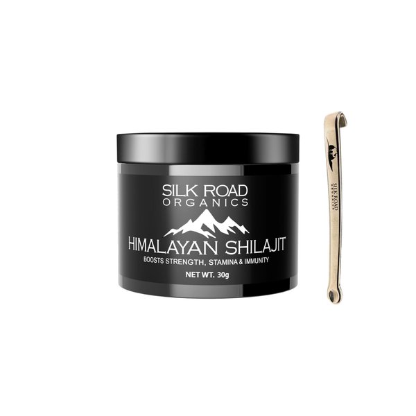 SILK ROAD ORGANICS Pure Himalayan Shilajit (30 gm) Semi Liquid with Fulvic Acid and 85+ Trace Minerals for Metabolism, Immune System Support, Energy & Focus | Measuring Spoon
