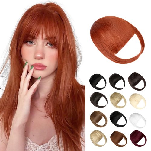 Wodelanle Bangs Hair Clip in Bangs, Fake Bangs Natrual Clip in Hair Extensions, Easy to Use Faux Bangs Clip on Bangs, French Bangs Fringe with Temples Hairpieces Curved Bangs for Daily Wear