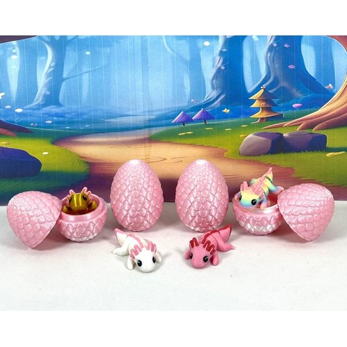 4pcs 3D Printed Articulated Mini Axolotl with Egg, Fidget Mini Axolotl Fidget Toy, Executive Desk Toy, Home Decor MA001-PE