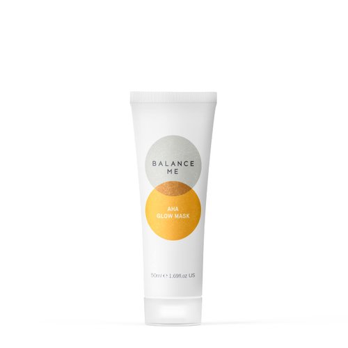 Balance Me AHA Glow Face Mask 1.7 fl oz, With Glycolic Acid, Brighten, Plump & Purify, Triple-Action Exfoliation, Youthful Radiance, Natural & Vegan
