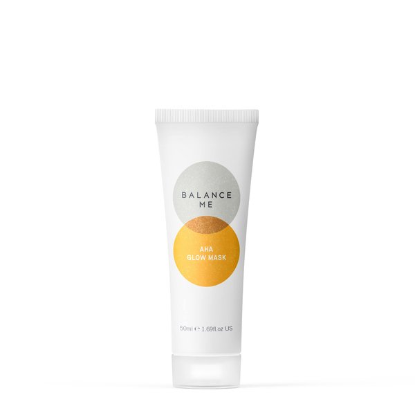 Balance Me AHA Glow Face Mask 1.7 fl oz, With Glycolic Acid, Brighten, Plump & Purify, Triple-Action Exfoliation, Youthful Radiance, Natural & Vegan