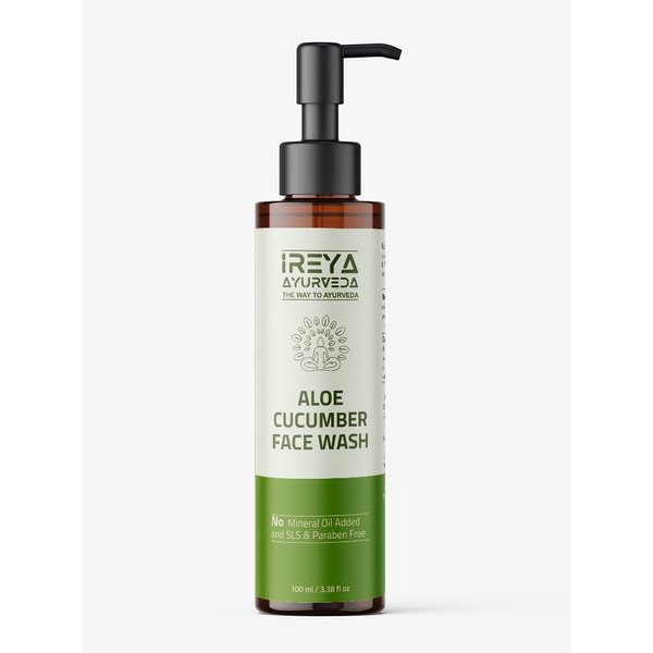 Ireya Ayurveda Aloe Vera Cucumber Face Wash 100ml (3.38oz) Face Wash for men and women Made With Cucumber extract & Aloe vera gel.Pure, Vegan, Cruelty Free