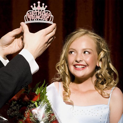 YARIEW Rose Gold Tiara with Comb for Women, Girls' Princess Crown Headband for Birthday Party Decorations and Gifts