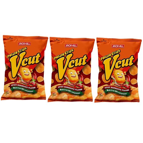 V Cut Potato Chips Spicy Barbecue Flavor Pack of Three 2.12oz Per Pack