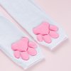 Nydotd Cat Paw Pad Mittens Gloves Kawaii Pink 3D Claw Fingerless Cute Cat Cosplay Gloves Sleeve for Girls Halloween Party (White, Long)