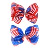 Women Girls Hair Bow Clips, 8 Inch Grosgrain Ribbon Hair Bows American Flag Hair Clip Stripe Star Hair Tie Ponytail Holder Jumbo Cheer Bow for 4th of July TSFJ46 (Bow Clip Set)