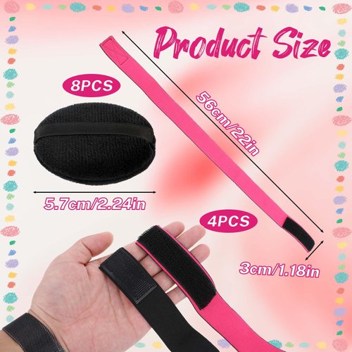 Molain 4 Pcs Elastic Bands for Wig for Keeping Wig in Place with Ear Covers, Lace Band for Wig Grip, Lace Band Melting Band for Lace Front for Women Hair(Rose red)