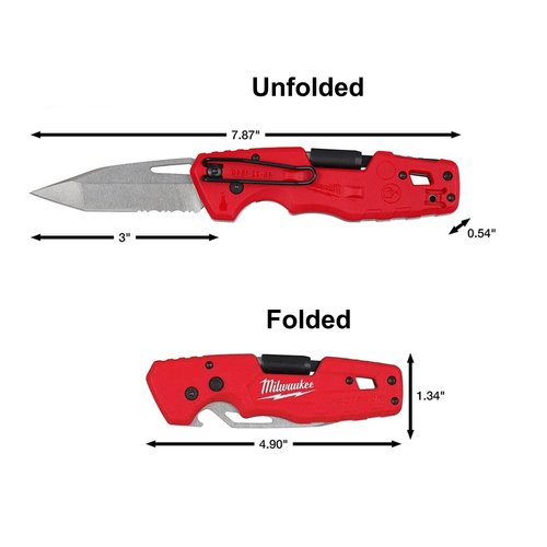 Milwaukee FASTBACK Folding Utility Knife w/Blade Multifunctionality, Red-black