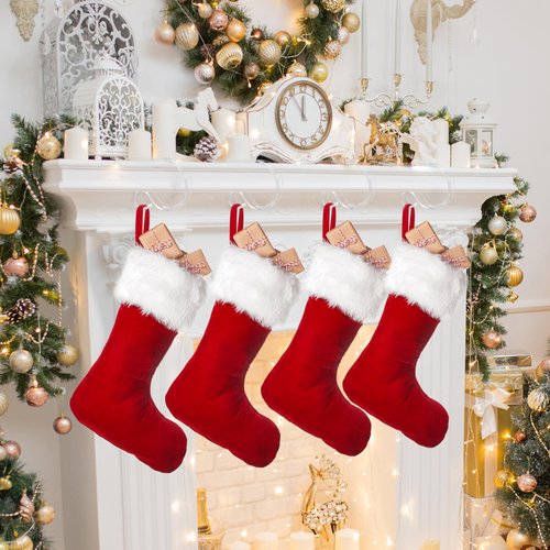 Christmas Stocking Holders for Mantle,6 Pack Adjustable Stocking Holder Non-Skid Stocking Hangers Lightweight Stocking Hooks for Fireplace,Mantel Stocking Holders Clip for Xmas Home Party Decoration