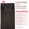 GOO GOO Clip in Hair Extensions Real Human Hair, 16inch 150g 9Pcs, 2 Dark Brown, Remy Human Hair Extensions Clip ins for Women, Natural Human Hair