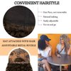Qlenkay Leopard Baseball Cap with 16in Hair Extensions Adjustable Metal Buckle Wig Hat Attached African Kinky Curly Hairpiece for Woman Black to Light Auburn