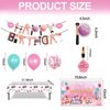 Spa Party Supplies for Girls Includes Cake Topper, 12Cupcake Toppers, 18 Latex Balloons, Spa Backdrop, 1 Table Cloth , 1 Banner for Spa Birthday Party Decoration