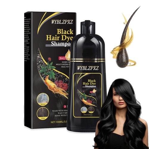 WYBLZPXZ Black Hair Dye Shampoo 3 in 1 for Gray Hair Coverage,Long Lasting lnstant Hair Shampoo for Women and Men（100 ml）
