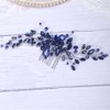 Teyglen Crystal Bridal Wedding Hair Comb Blue Rhinestone Hair Comb Handmade Crystal Hair Piece Hair Accessories for Bride Side Comb Rhinestone Headpiece for Women