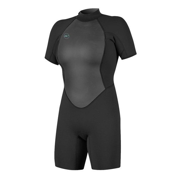 O'Neill Women's Reactor-2 2mm Back Zip Short Sleeve Spring Wetsuit, Black/Black, 6