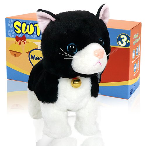 Plush Cat Stuffed Animal Interactive Cat Robot Toy, LED Robotic Cat Barking Meow Kitten Touch Control, Electronic Cat Pet, Robot Cat Kitty Toy, Animated Toy Cats for Girls Baby Kids
