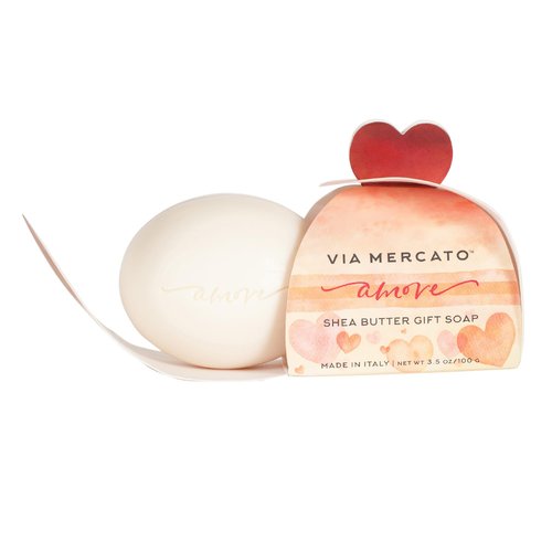 Via Mercato Primavera Amore Soap Shea Butter Gift Soap Bar with Gift Box, 100 Gram