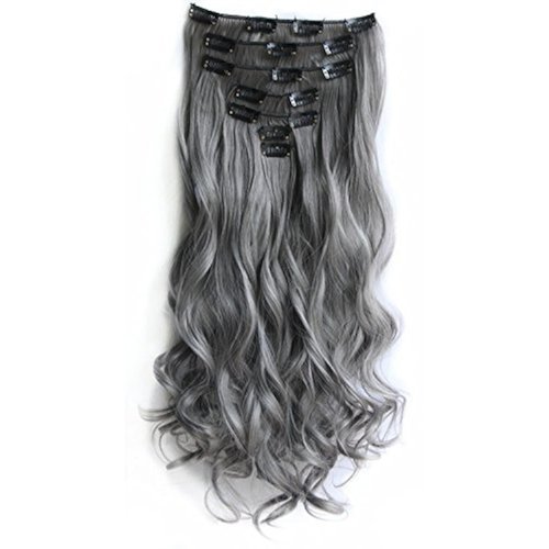 SWACC Women 20 Inches Curly Full Head 7 Separate Pieces Heat Resistance Synthetic Hair Clip in Ha...