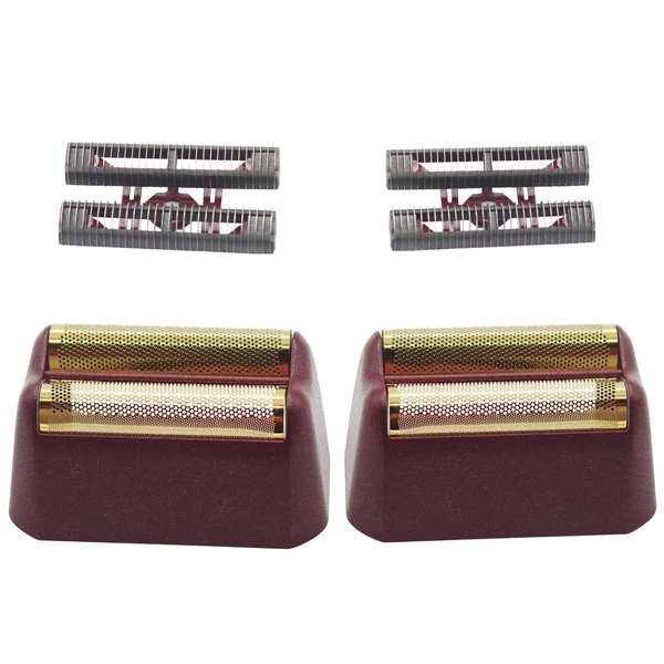 2 Pack Professional 5 Star Series Finale Shaver Replacement Foil and Cutter Bar Assembly Compatible with wahl Shaver Foil 7031-100, 7043-100 Super Close Shaving Replacement Heads，Red