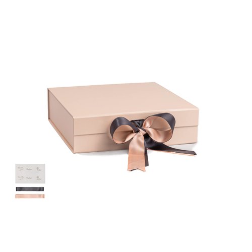 SKETCHGROUP Luxury Gift Box 8.58 x 8.07 x 2.36 inch Pink Gift Box Magnetic Gift Boxes with Lids for Presents Contains 2 Ribbon, Thank you Stikers Gift Box for Valentine's Day