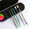 6 Pieces Wax Carving Tool Set, Double-Ended Carving Tool Stainless Steel Wax Sculpting Tools with 5ml Silicone Container Jar and Portable Metal Case for Wax Oil Clay Pottery, Rainbow Color