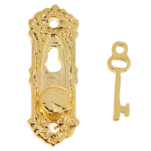 Gold 1/12 Miniature Door Knob Lock and Key Dollhouse Decoration Accessories，Dollhouse Accessories，Dollhouse Décor