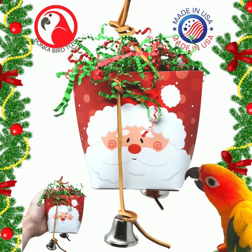 Bonka Bird Toys 2563 Christmas Purse Medium Parrot Festive Chew Cage Toy, Cockatiel, Parakeet, Conure, and Similar Breeds