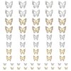 Butterfly Nail Charms, 60pcs 3D Golden Silver Butterfly Charms for Acrylic Nails, 20 Butterflies Nail Rhinestones Gems Charms +40 Alloy Studs, Nail Art Crystals Diamonds Decor Supplies for Nails DIY