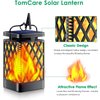 TomCare Solar Lights Outdoor Flickering Flame Solar Lantern Outdoor Hanging Lanterns Decorative Outdoor Lighting Solar Powered Waterproof LED Flame Christmas Lights for Patio Garden, 2 Pack(Black)
