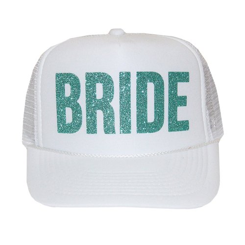 Classy Bride Bride Trucker Hat (White and Caribbean Glitter)