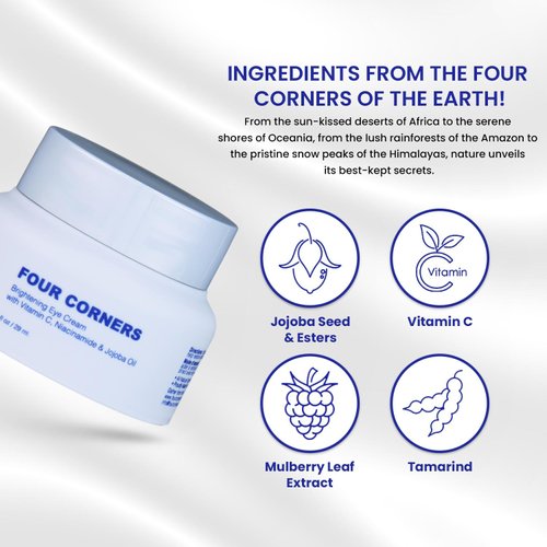 Four Corners Skincare Eye Cream with Vitamin C, Niacinamide (Vitamin B3) & Jojoba Oil