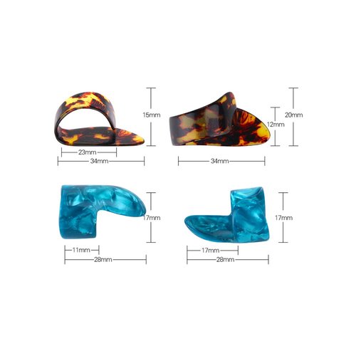 Thumb Finger Picks Plectrum With Plastic Picks Case, 1 Dozen (3 Pairs) SUNLP Celluloid Guitar thumb finger picks Mandolin Banjo thumb finger picks and Free 8pcs 0.46mm Guitar Picks (Mix Color)