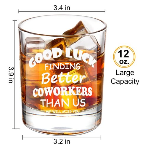 LIGHTEN LIFE Good Luck Finding Better Coworkers Than Us Whiskey Glass 12 oz,Novelty Coworker Leaving Gift in Valued Wooden Box,Farewell Gift for Coworker Boss Colleague Friend Men