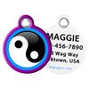 Dog Tag Art Yin and Yang Custom Pet ID Tag for Dogs and Cats, Silent Polymer Coated Stainless Steel Nametag with Customized Identification Information - Small .875" Diameter