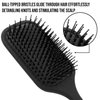 Giorgio Detangling Paddle Brush and Cushion Hair Brush - Set of Black Air-Cushion Paddle Brush with Ball Tip Bristles - Women and Mens Hair Brush, Wet or Dry, Long, Thick, or Curly Hair
