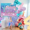 Mermaid Birthday Backdrop Birthday Banner Purple Blue Seaweed Glitter Scales Photography Background for Kids Under The Sea Baby Shower Mermaid Party Supplies, 6 x 4Ft