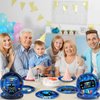 Naozinebi 60Pcs Video Game Party Plates Gaming Party Tableware Set 7Inch Blue Game On Theme Party Decoration Gamer Disposable Dinnerware for Boy Gaming Video Game Game On Birthday Party Supplies