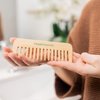 GranNaturals Wide Tooth Wooden Comb - Natural Wood Detangler for Wet or Dry Hair - Prevents Tangle & Static - Styling & Detangling Tool for Straight, Curly, Wavy, Thick Hair