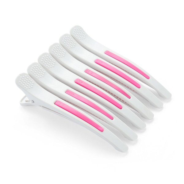 6Pcs/set Pinup Plastic Duck Bill Hair Clips for Sectioning Hair - Professional Non Slip Silicone band Clips Salon DIY Accessories Hairpins Hairgrip for Women(White-Style2)
