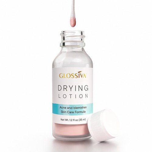Glossiva Drying Lotion – Acne Spot Treatment, Blemish & Pimple Drying Solution with Overnight Results – 1.23 Fl Oz
