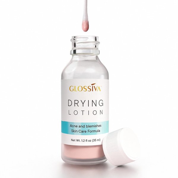 Glossiva Drying Lotion – Acne Spot Treatment, Blemish & Pimple Drying Solution with Overnight Results – 1.23 Fl Oz